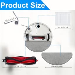 11 vervangingsonderdelen Geschikt voor Roborock Q7 M5/M5+ robotstofzuigers | Inclusief 1 hoofdborstel, 3 filters, 3 dweildoeken en 4 zijborstels — thumbnail 2