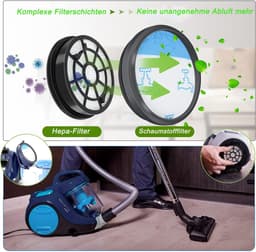 2-Pack HEPA-Filters Geschikt voor Rowenta Swift Power Cyclonic RO29xx - Vervanging voor ZR904301 - Geschikt voor RO2910EA t/m RO2981EA - Hoge Efficiëntie Filtratie — thumbnail 3