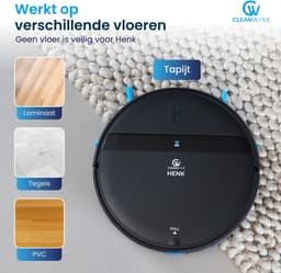 CleanWise Henk Robotstofzuiger – Nederlands Product – Voor Huisdieren – Met Dweilfunctie & Laadstation – Dweilrobot – 4500 Pa – HEPA 14 – Ultra dun 7,4 cm – App & Spraakbediening – Voor Huisdierharen, Harde Vloeren & Tapijt — thumbnail 4