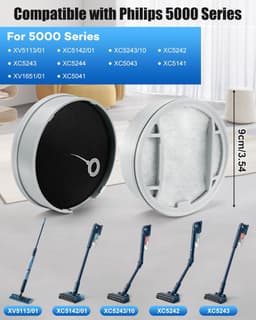4 stuks filters vervanging voor Philips 5000 Series XV1651/01 XC5041 XC5043 XC5141 XC5142 XC5242 XC5243, XC5244 Batterij Stofzuiger - Mesh Katoen Filter — thumbnail 4