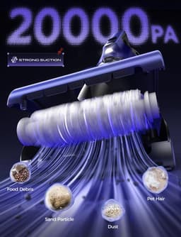 MUPOO draadloze handstofzuiger 20000Pa - kruimeldief voor Dierenharen met 720 ml Stofreservoir - Motorborstel-Wasbaar HEPA-filter -Type-C oplaadbaar-kruimelzuiger voor Auto, Bank, Tapijt en Trap — thumbnail 2
