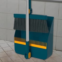 Bezem Stofpan Set - Stoffer en blik - Snel schoonmaken - Verstelbaar handvat - Tot 97cm - Grijs — thumbnail 2