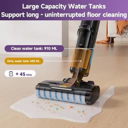 Draadloze Nat & Droog Stofzuiger – 3-In-1 Schoonmaakmachine – Stofzuiger Mop Reiniger – Zelfreinigend Systeem – 45 Min Batterijduur – Rand- En Hoekreiniging — thumbnail 4