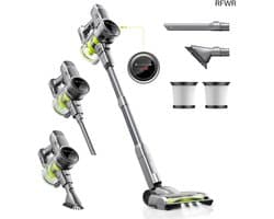 Steelstofzuiger Draadloos - Krachtige Stofzuiger - Huis Snel Schoon - Afneembare Batterij - 40 Min Werktijd - Grijs