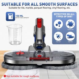 Ryoudavell - Elektrische vloerwisser - Mop & Dweil Opzetstuk - Geschikt voor Dyson V7 V8 V10 V11 V15 Steelstofzuiger - Stofzuigermond voor Nat & Droog - Inclusief 6 Dweilpads - ABS & Fiber — thumbnail 5