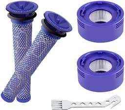 Vervangingsfilterset van 4 stuks voor Dyson V8 Absolute - V8 Animal - V7 Absolute Motorhead Animal stofzuiger | 2 HEPA-nafilters - 2 voorfilters - 1 borstel | Vervangt onderdeelnummer 965661-01 & 967478-01 — thumbnail 1