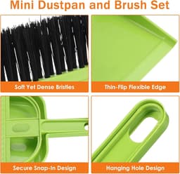 Kleine veegset - Bezem veger - Bureau reinigen - Compact ontwerp - 18.5 cm lengte - Groen — thumbnail 5