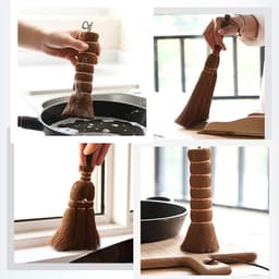 Handveger Palmvezel - Kruimelveger Tafel - Kleine oppervlakken reinigen - Handgemaakt met koperdraad - 14 cm - Bruin — thumbnail 3