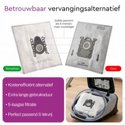 VANJOOL® Stofzuigerzakken Geschikt voor Bosch & Siemens Type D/E/F/G/H – BBZ41FGALL / SI52 / G ALL – 10 Stuks – PowerProtect Compatibel & Sterke Filtratie — thumbnail 5
