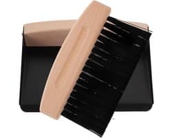 Reinigingsset Tafelblad - Mini Stoffer Blik - Bureau Schoonmaken - Lichtgewicht Compact - 15 cm - Zwart