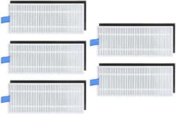 5 stuks Stofzuiger filter - Stofzuiger vervangingsset - HEPA-filtervervanging - Filter zijborstel vervanging - Vervangend filter - Geschikt voor Tefal Rowenta veegmachine X-plorerSerie 75 hoofdborstel filterdoek accessoire - Wit - 130 x 50 mm — thumbnail 1