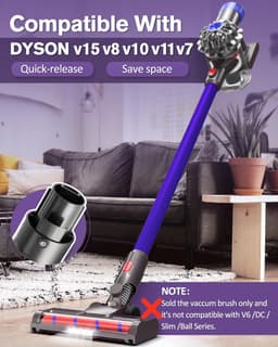 Geschikt voor Stofzuigeropzetstuk voor Dyson V15 V8 V7 V10 V11 Dyson Hardhouten Vloeropzetstuk met Grote Flexibele Roller Zachte Roller Borstelkop Vervanging met LED-lamp — thumbnail 3