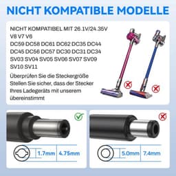 Oplaadkabel voor V10, V11, V12, V15, SV11, SV11, SV12, SV14, SV15, SV20, SV22 stofzuiger, accu-handreiniger, absolute acculader — thumbnail 5