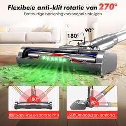 Adormii Steelstofzuiger Draadloos – 50 kPa Sterke Zuigkracht – Tot 60 Min Accuduur – Anti-haarwikkel Vloerborstel – 4 HEPA-filters – 1,6 L Stofreservoir – Groene LED Stofdetectieverlichting – Zilver — thumbnail 4