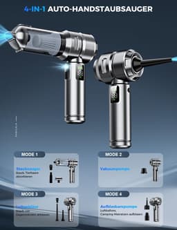 4‑in‑1 draadloze accu‑handstofzuiger, 32000PA sterke autostofzuiger met lcd‑scherm, borstelloze motor, 3 versnellingen, 300000 omw/min, mini stofzuiger voor auto en kantoor（Zwart en goud） — thumbnail 2