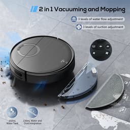 Teendow T7S robotstofzuiger en dweil, 2000Pa krachtige zuigkracht, 230ml watertank, slimme app- en spraakbediening, 100 min looptijd, zelfopladend, 4 reinigingsmodi, obstakelvermijding, ideaal voor huisdiereigenaren — thumbnail 4