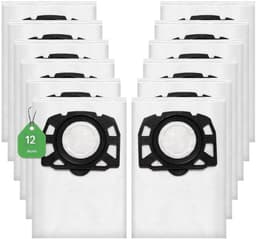 EXCITAT KFI 357 Stofzuigerzak - Verpakking van 12 - Geschikt voor Kärcher WD2Plus/WD3/KWD1 /KWD2/KWD3/MV3/WD3.200-WD3.800M/SE4001/SE4002 Stofzuigers - Vervanging 2.863-314.0 - Geschikt voor nat-/droogzuigers met kunststof kap — thumbnail 1
