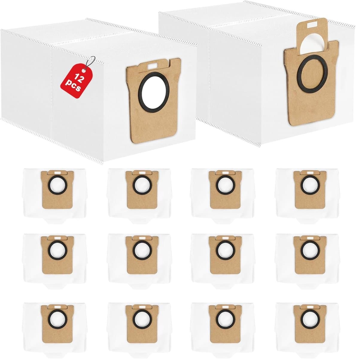 12 stuks stofzakken, gescht voor Xiaomi X10+, X20+, X10/X20 Plus, stofzakken, accessoires, compatibel met Dreame L10s Pro Ultra Heat, L20 Ultra, L10s Ultra, filterzakken voor robotstofzuiger — afbeelding 1