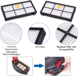 TOVBMUP Stofzuigeraccessoires - Vervangende borstelkoppen - Stofzuigerfilters - Vervangende onderdelen voor iRobot Roomba 800 900-serie 860 865 866 870 871 875 880 886 896 960 966 971 976 980 981 — thumbnail 4