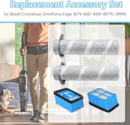 Inovra- Accessoireset voor Bissell CrossWave - 2 Borstelrollen - 2 HEPA-filters - Geschikt voor modellen 4076/4087/4000/4017N - Voor nat- en droogzuigers - Microvezel voor harde vloeren - Stofzuigeraccessoires — thumbnail 4