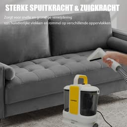 Tapijtreiniger / Vloerreiniger / Vlekkenreiniger – Met spray-functie, 2 borstelkoppen & 4m snoer – Voor tapijt, bekleding, auto & trappen – Incl. flexibele slang – Krachtige vlekverwijderaar — thumbnail 3