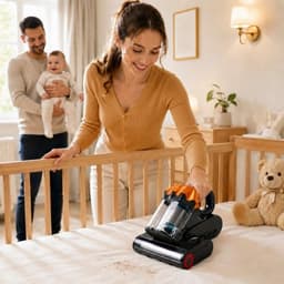 Grenintol Huisstofmijt Stofzuiger – Mijtverwijderaar met UV-C– 18.000 Pa, 550 W – HEPA-filter – Handheld Matrasreiniger – Bacterie, Mijt & Schimmel Bestrijder voor Matras en Meubel – 5 m Snoer – Goudkleurig — thumbnail 5