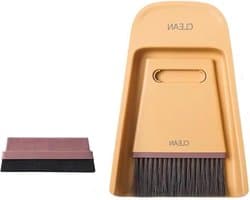 Stofblik en borstel - Mini veger set - Bureau opruimen - Compact formaat - Niet gespecificeerd - Geel