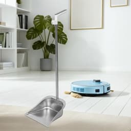 Stoffer en Blik - Veegblik Vuilnisschep - Efficiënt Schoonmaken - Brede Rand - 81 cm - Zilver — thumbnail 4