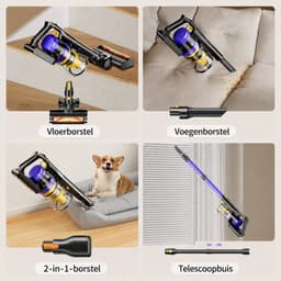 Steelstofzuiger Draadloos - Steelstofzuiger Zonder Zak Op Accu - 550W - 55000PA - 2 in 1 - Ook Als Kruimeldief — thumbnail 4