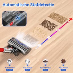 Draadloze Steelstofzuiger 600W - 58kPa - 4 Standen - LED Display - Voor Huisdierharen, Tapijt & Auto — thumbnail 5