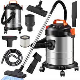 Nat- en Droogzuiger - Bouwstofzuiger 2000W - 18 kPa Zuigkracht - RVS Reservoir 20L - Zuig- en Blaasfunctie - 1,5 m Slang en 6 m Kabel - Voor Werkplaats, Huis, Kantoor en Garage — thumbnail 1