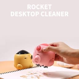 Raket Stofzuiger - Mini Cleaner - Bureau Opruimen - Eenvoudig te Leegmaken - 87x96x96mm - Wit — thumbnail 3
