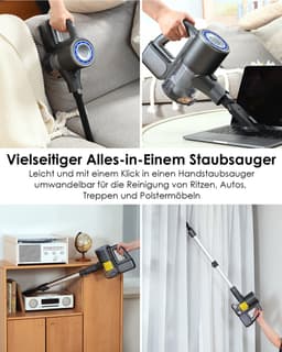 NETTLIFE Steelstofzuiger Draadloos - S7- Akku - 30 min looptijd - Kruimeldief - 30Kpa - met cycloon & anti-klit technologie - Draadloze Stofzuiger - geschikt voor hardhouten vloeren | tapijt | tegels — thumbnail 3