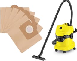 10 Papieren stofzakken - Stofzuigerzakken - Vervangende verpakking voor nat- en droogzuigers - Geschikt voor Kärcher WD3 WD3 Premium SE4001 MV3 WD3200 WD3500P A2204 A2534 — thumbnail 1