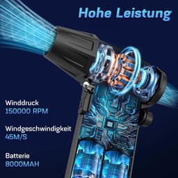 RFWR® Draadloze Elektrische Stofblazer met 8000 mAh Accu en 150.000 omw/min — thumbnail 5