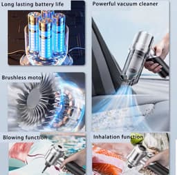 2-in-1 Mini Stofzuiger & Air Duster – USB-C Oplaadbaar – Brushless Motor – HEPA-filter – Voor Auto, PC, Toetsenbord & Meer – Incl. 11 Accessoires — thumbnail 2