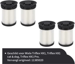 Replacements® – 4 fijnstoffilters en krabber voor Miele Triflex HX1, vervangt 11289902 / 11385020 / HX‑FSF — thumbnail 1