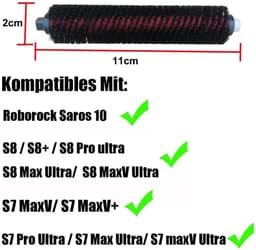 Set Van 2 Reinigingsborstels Voor Roborock S8 / S8+ / S8 Pro Ultra / S7 Max Ultra / S7 Max Ultra / S7 Pro Ultra / Saros 10, Afneembare Rolborstel Voor Onderhoud, Dweilreiniging En Zelfreiniging Van Het Laadstation. — thumbnail 2