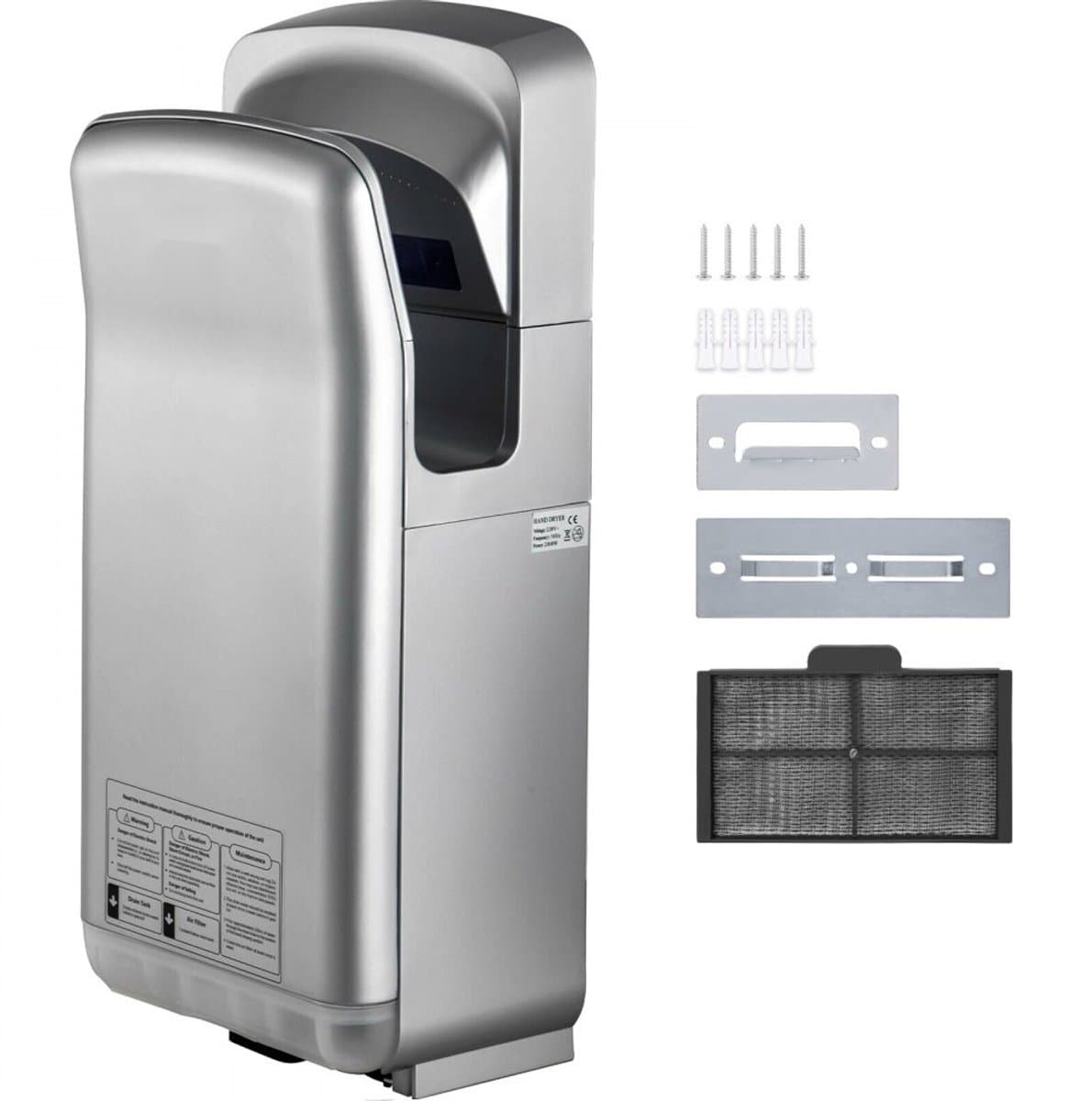 Verticale handdroger - Jet handdroger - Vermogen 2000 W - HEPA-filter - Waterdicht ABS - Droogtijd 8–10 s — afbeelding 1