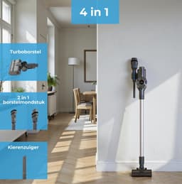 Innova Essentials PowerVac Filter Edition – Steelstofzuiger Draadloos - 500 Air Watts - met 4 extra HEPA-filters - met 4 verschillende opzetstukken - Draadloze Stofzuiger - Zonder zak op accu - Vacuum Cleaner — thumbnail 4