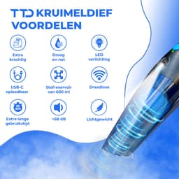 TTD® Premium Autostofzuiger Draadloos met Luxe Opbergtas - Extra Krachtig 14.000 Pa - Nat & Droog - Inclusief 2 Premium HEPA-filters - Draadloze Kruimelzuiger - Stofzuiger voor Auto - Handstofzuiger - Kruimeldief — thumbnail 2