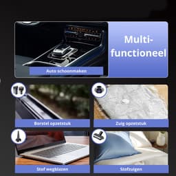 MDHL Auto stofzuiger - Autostofzuiger draadloos - Handtofzuiger auto - Kruimeldief - Draadloze stofzuiger - Handstofzuiger - Zwart - 7 opzetstukken — thumbnail 3