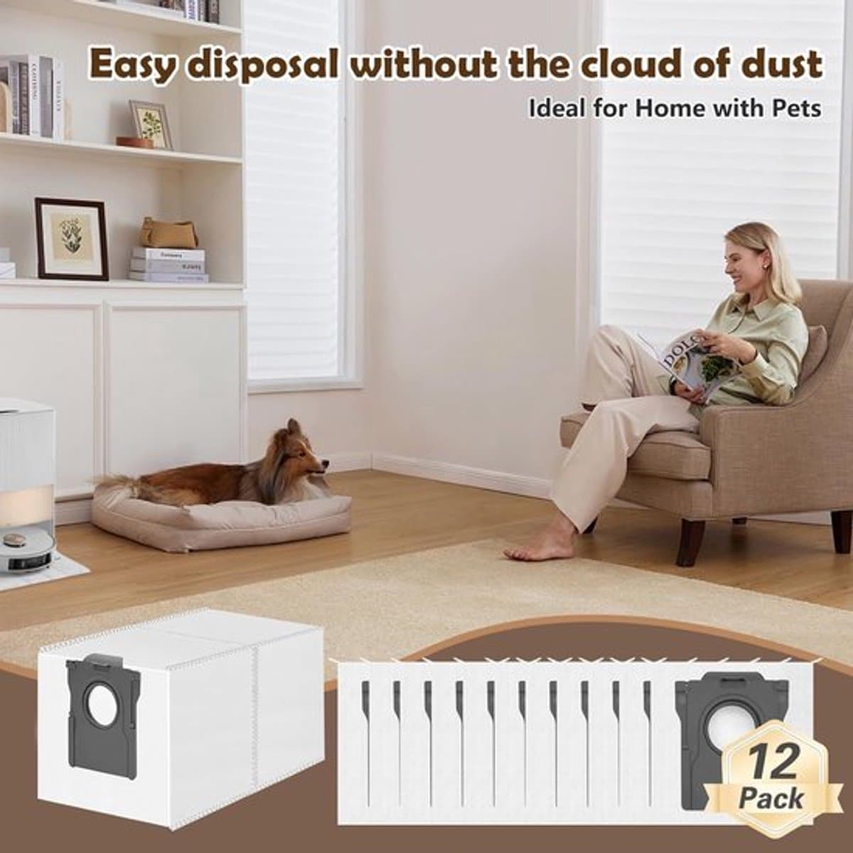 12 stuks stofzakken reserveonderdelen voor Dreame X40/X50 Ultra Complete-D20 Pro Plus-L50/L40s Pro Ultra- X40/X50 Master-L10s Pro Gen 2-L10s/L20/L40/L50/Aqua10 Ultra, E30/V50/P50-L20/X30/ Ultra Complete L10s/L10/L10s Pro/L40/L50/E30 Ultra — afbeelding 1