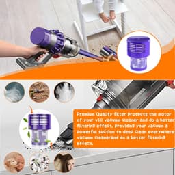 2-pack V10-vervangingsfilters voor Dyson V10 Cyclone-serie - V10 Absolute - V10 Animal - V10 Total Clean - SV12 - vervangt onderdeelnummer 969082-01 - 2 filters en 1 reinigingsborstel. — thumbnail 3