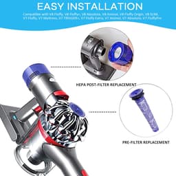 Vervangingsfilterset van 4 stuks voor Dyson V8 Absolute - V8 Animal - V7 Absolute Motorhead Animal stofzuiger | 2 HEPA-nafilters - 2 voorfilters - 1 borstel | Vervangt onderdeelnummer 965661-01 & 967478-01 — thumbnail 5