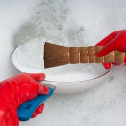 Handveger Palmvezel - Kruimelveger Tafel - Kleine oppervlakken reinigen - Handgemaakt met koperdraad - 14 cm - Bruin — thumbnail 2