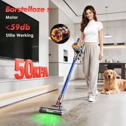 Adormii Steelstofzuiger Draadloos – 50 kPa Sterke Zuigkracht – Tot 60 Min Accuduur – Anti-haarwikkel Vloerborstel – 4 HEPA-filters – 1,6 L Stofreservoir – Groene LED Stofdetectieverlichting – Blauw — thumbnail 2