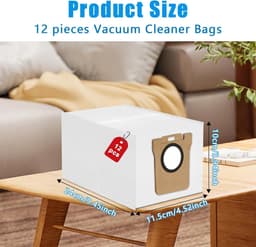 12 stuks stofzakken, gescht voor Xiaomi X10+, X20+, X10/X20 Plus, stofzakken, accessoires, compatibel met Dreame L10s Pro Ultra Heat, L20 Ultra, L10s Ultra, filterzakken voor robotstofzuiger — thumbnail 5