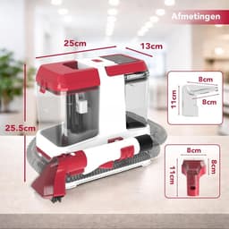 JCP® Vlekkenreiniger - Draagbare Wasstofzuiger - Dubbele Watertanks - Rood - 26cm x 25cm x 26cm — thumbnail 2