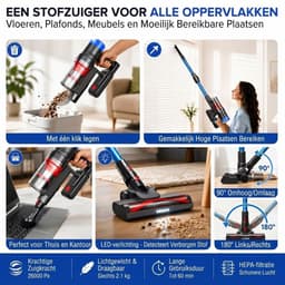Lìon® Steelstofzuiger Draadloos - Draadloze Stofzuiger - Steelstofzuigers Snoerloos - Blauw/Grijs - 25cm x 22cm x 115cm — thumbnail 3